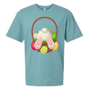 Funny Cute Easter Bunny Bottom Basket Easter Eggs Sueded Cloud Jersey T-Shirt