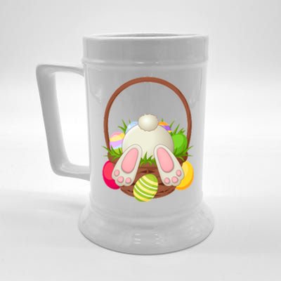 Funny Cute Easter Bunny Bottom Basket Easter Eggs Beer Stein