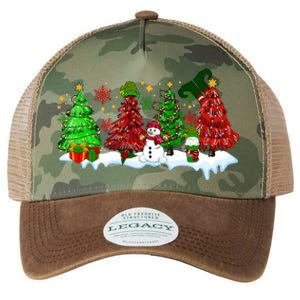 Funny Christmas Elf In Tree With Snowman Scene Legacy Tie Dye Trucker Hat