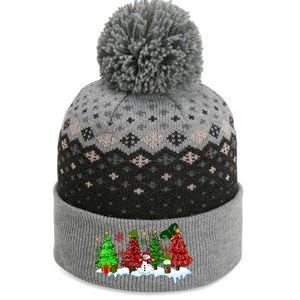 Funny Christmas Elf In Tree With Snowman Scene The Baniff Cuffed Pom Beanie