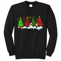 Funny Christmas Elf In Tree With Snowman Scene Sweatshirt