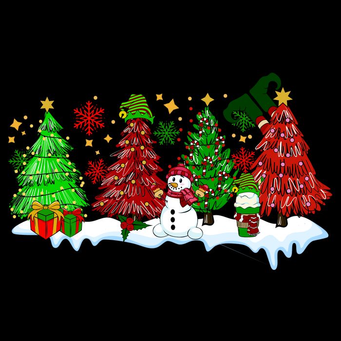 Funny Christmas Elf In Tree With Snowman Scene Sweatshirt