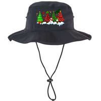 Funny Christmas Elf In Tree With Snowman Scene Bucket Hat
