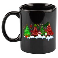 Funny Christmas Elf In Tree With Snowman Scene 11oz C Handle Ceramic Mug