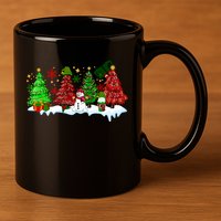 Funny Christmas Elf In Tree With Snowman Scene 11oz C Handle Ceramic Mug