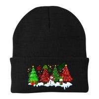 Funny Christmas Elf In Tree With Snowman Scene Beanie