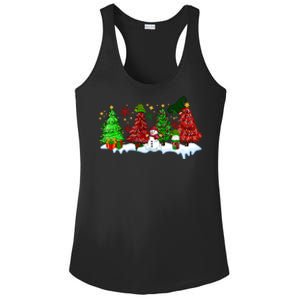 Funny Christmas Elf In Tree With Snowman Scene Ladies PosiCharge Competitor Racerback Tank