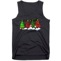 Funny Christmas Elf In Tree With Snowman Scene Tank Top