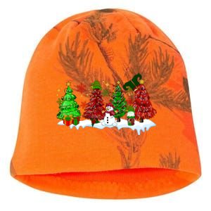 Funny Christmas Elf In Tree With Snowman Scene Kati - Camo Knit Beanie