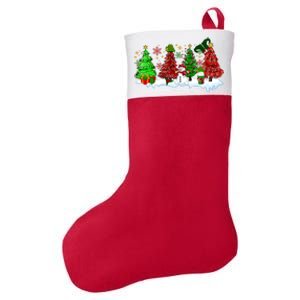 Funny Christmas Elf In Tree With Snowman Scene Felt Holiday Christmas Stocking