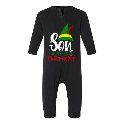 Funny Christmas Elf Son Of A Nutcracker Infant Fleece One Piece