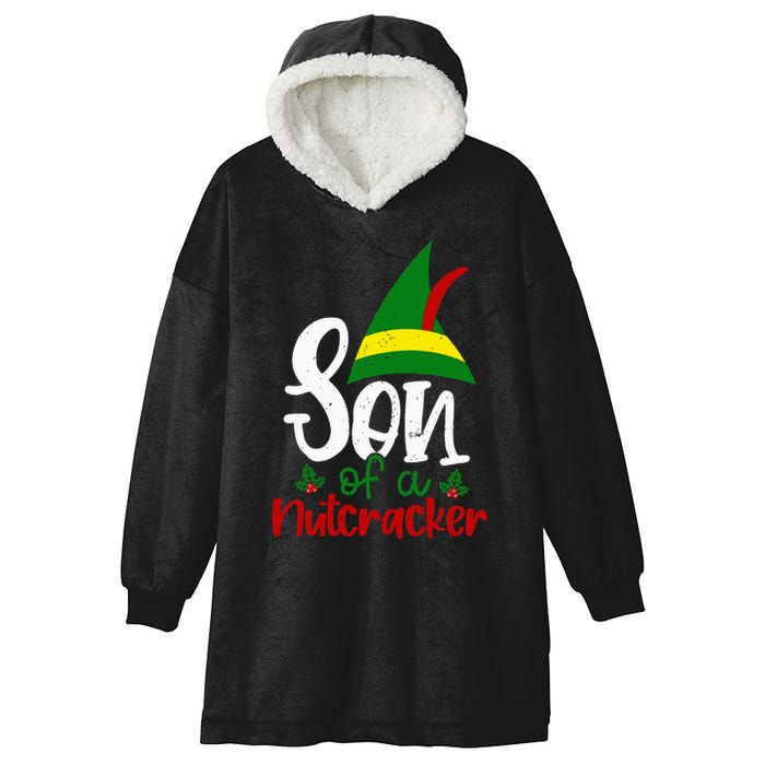 Funny Christmas Elf Son Of A Nutcracker Hooded Wearable Blanket