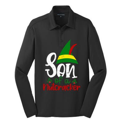 Funny Christmas Elf Son Of A Nutcracker Silk Touch Performance Long Sleeve Polo