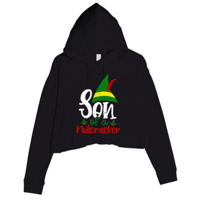 Funny Christmas Elf Son Of A Nutcracker Crop Fleece Hoodie