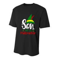 Funny Christmas Elf Son Of A Nutcracker Youth Performance Sprint T-Shirt
