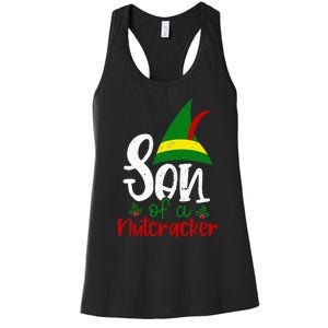 Funny Christmas Elf Son Of A Nutcracker Women's Racerback Tank