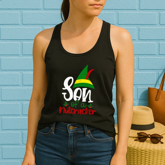 Funny Christmas Elf Son Of A Nutcracker Womens Tank Top