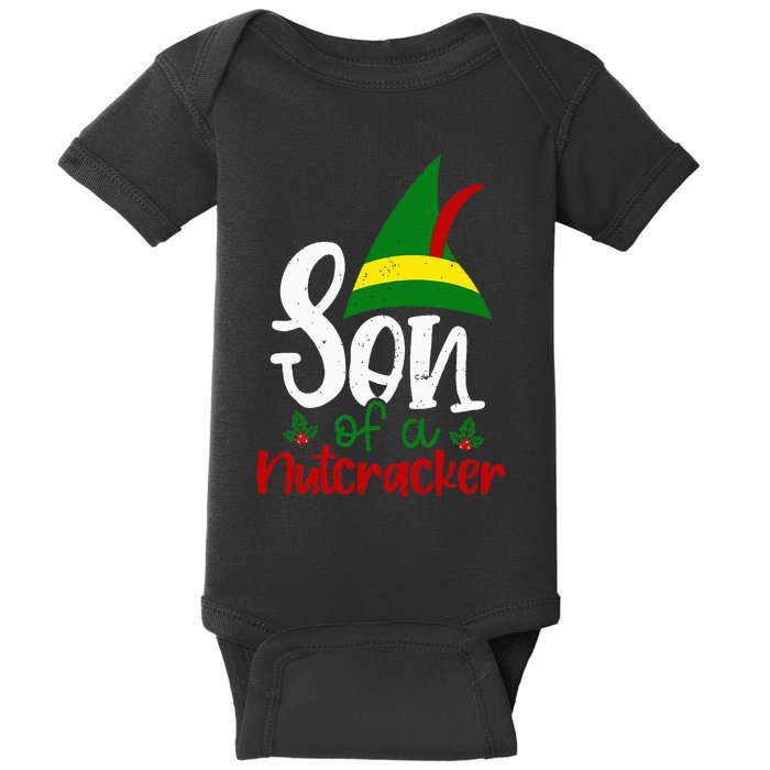 Funny Christmas Elf Son Of A Nutcracker Baby Bodysuit