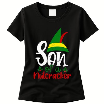 Funny Christmas Elf Son Of A Nutcracker Womens T-Shirt