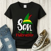 Funny Christmas Elf Son Of A Nutcracker Womens T-Shirt