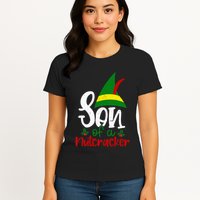 Funny Christmas Elf Son Of A Nutcracker Womens T-Shirt