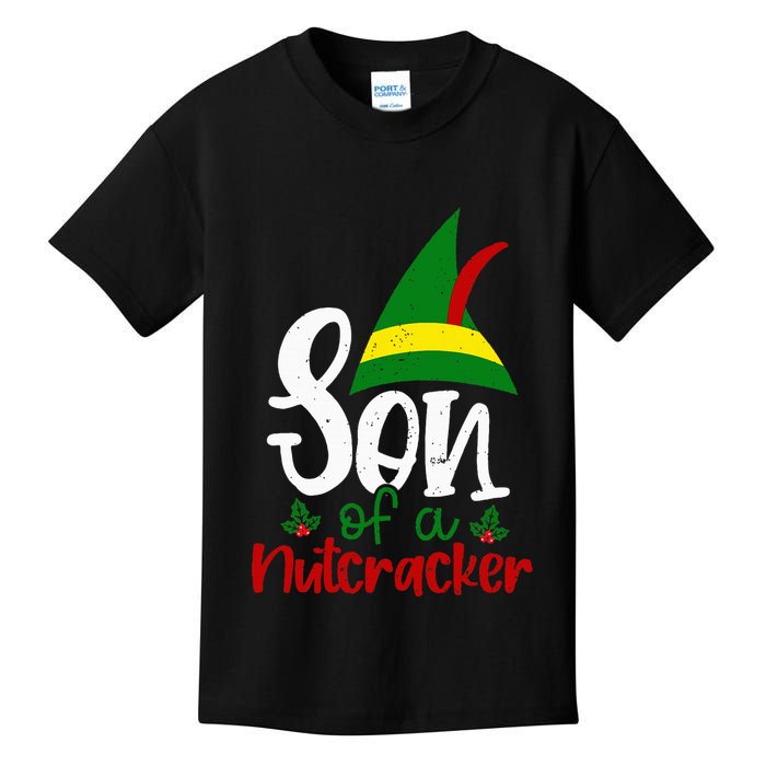 Funny Christmas Elf Son Of A Nutcracker Kids T-Shirt