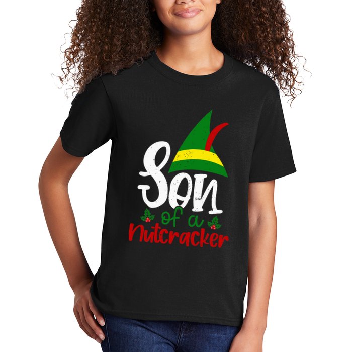 Funny Christmas Elf Son Of A Nutcracker Kids T-Shirt