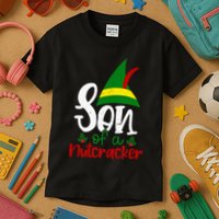 Funny Christmas Elf Son Of A Nutcracker Kids T-Shirt