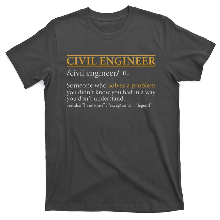 Funny CIVIL ENGINEER Definition Birthday Or Christmas T-Shirt