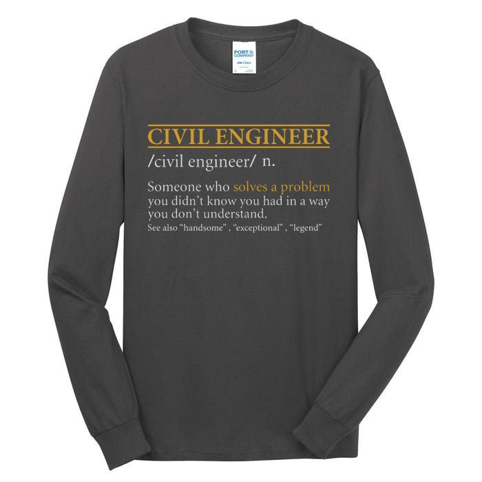 Funny CIVIL ENGINEER Definition Birthday Or Christmas Tall Long Sleeve T-Shirt