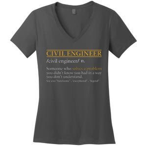 Funny CIVIL ENGINEER Definition Birthday Or Christmas Women's V-Neck T-Shirt