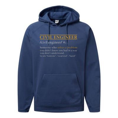 Funny CIVIL ENGINEER Definition Birthday Or Christmas Performance Fleece Hoodie