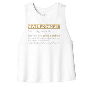 Funny CIVIL ENGINEER Definition Birthday Or Christmas Women's Racerback Cropped Tank