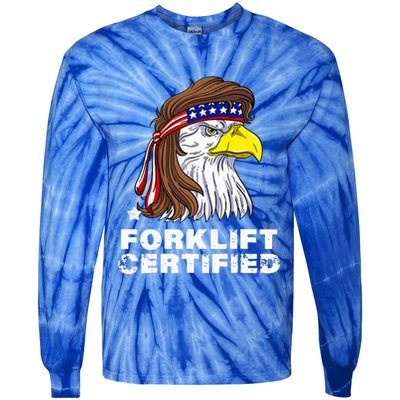Forklift Certified Eagle Mullet Usa Fork Lift Forklift Tie-Dye Long Sleeve Shirt