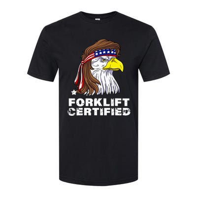 Forklift Certified Eagle Mullet Usa Fork Lift Forklift Softstyle CVC T-Shirt