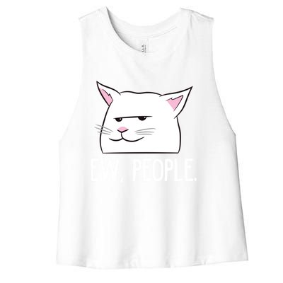 Funny Cat Ew People Love Cats Great Gift Women's Racerback Cropped Tank