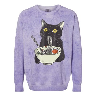 Funny Cat Eating Ramen Vintage Japanese Noodles Colorblast Crewneck Sweatshirt