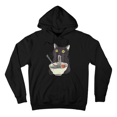 Funny Cat Eating Ramen Vintage Japanese Noodles Hoodie