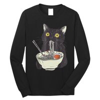 Funny Cat Eating Ramen Vintage Japanese Noodles Long Sleeve Shirt