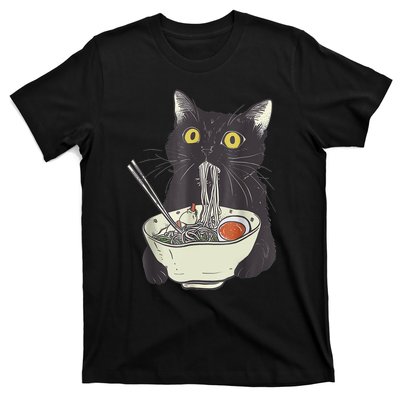 Funny Cat Eating Ramen Vintage Japanese Noodles T-Shirt