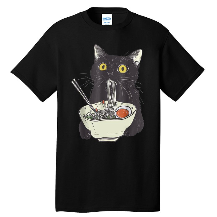 Funny Cat Eating Ramen Vintage Japanese Noodles Tall T-Shirt