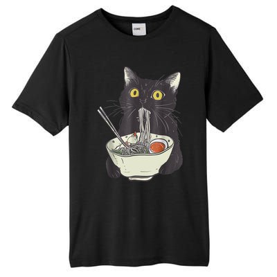 Funny Cat Eating Ramen Vintage Japanese Noodles Tall Fusion ChromaSoft Performance T-Shirt