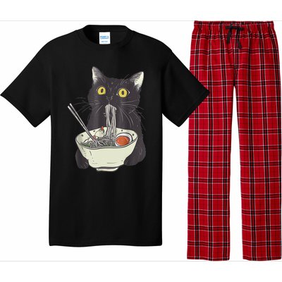 Funny Cat Eating Ramen Vintage Japanese Noodles Pajama Set