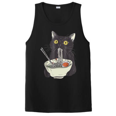 Funny Cat Eating Ramen Vintage Japanese Noodles PosiCharge Competitor Tank