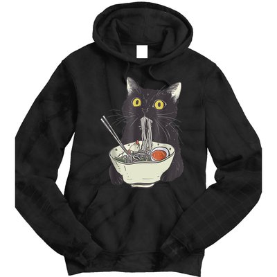 Funny Cat Eating Ramen Vintage Japanese Noodles Tie Dye Hoodie