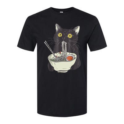 Funny Cat Eating Ramen Vintage Japanese Noodles Softstyle® CVC T-Shirt