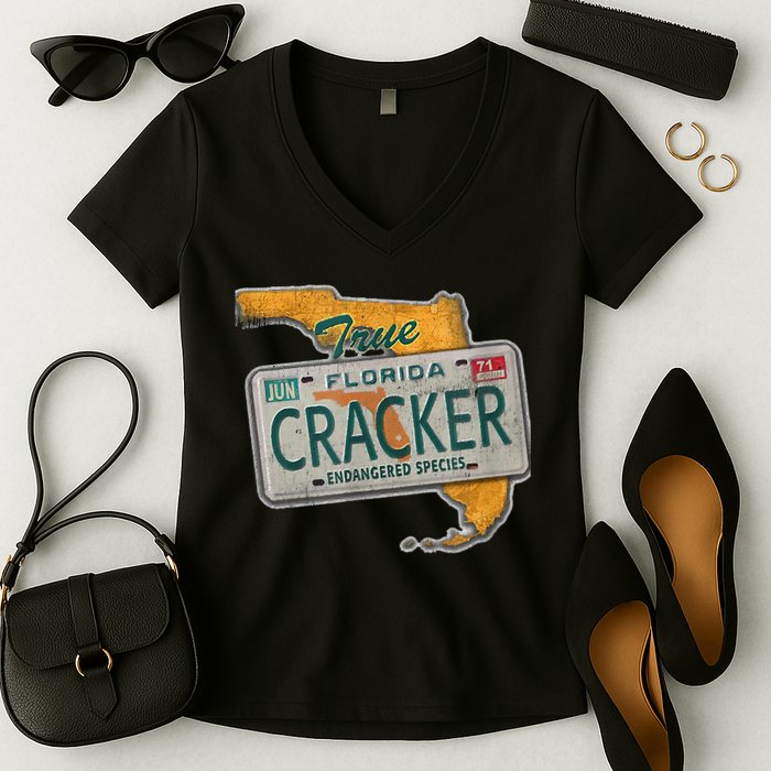Florida Cracker Endangered Species Florida Native Women's V-Neck T-Shirt