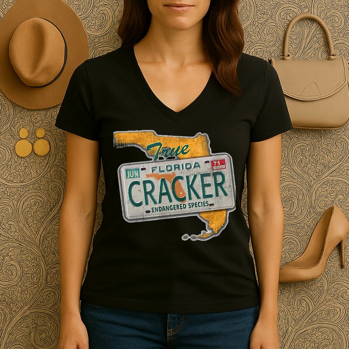 Florida Cracker Endangered Species Florida Native Women's V-Neck T-Shirt