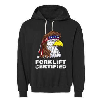 Forklift Certified Eagle Mullet Usa Fork Lift Forklift Garment-Dyed Fleece Hoodie