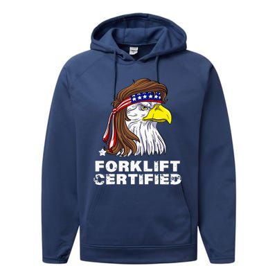 Forklift Certified Eagle Mullet Usa Fork Lift Forklift Performance Fleece Hoodie